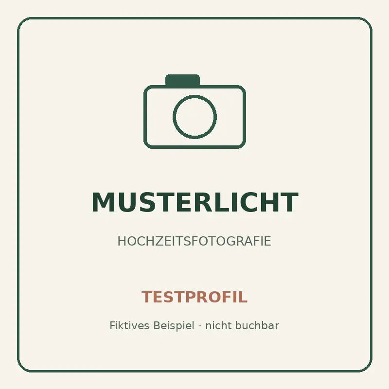 Testlogo Musterlicht Hochzeitsfotografie, fiktives und nicht buchbares Beispiel
